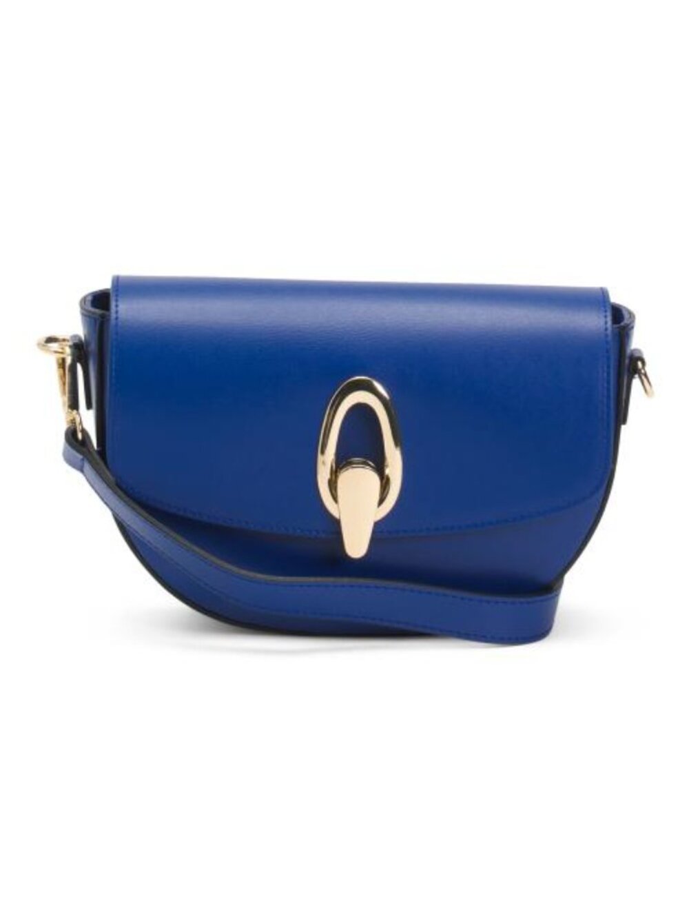 CHEVAL Made In Italy Leather Gold Tone Oval Hardware Front Flap Crossbody